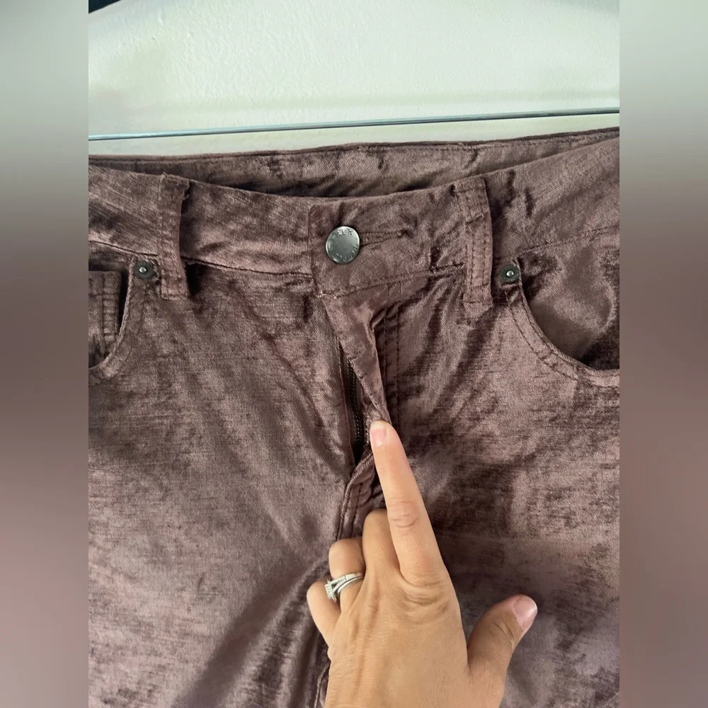 Free People‎ Dusty Pink Crushed Velvet Crop Bootcut Pants Size 28